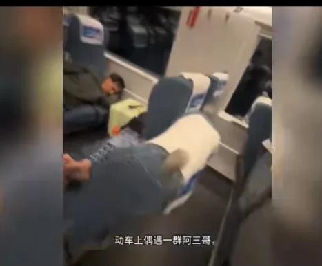 成都开往张家界的动车刚刚启动，一位中国乘客刚跨进车厢，脸上的表情瞬间僵住了。他以