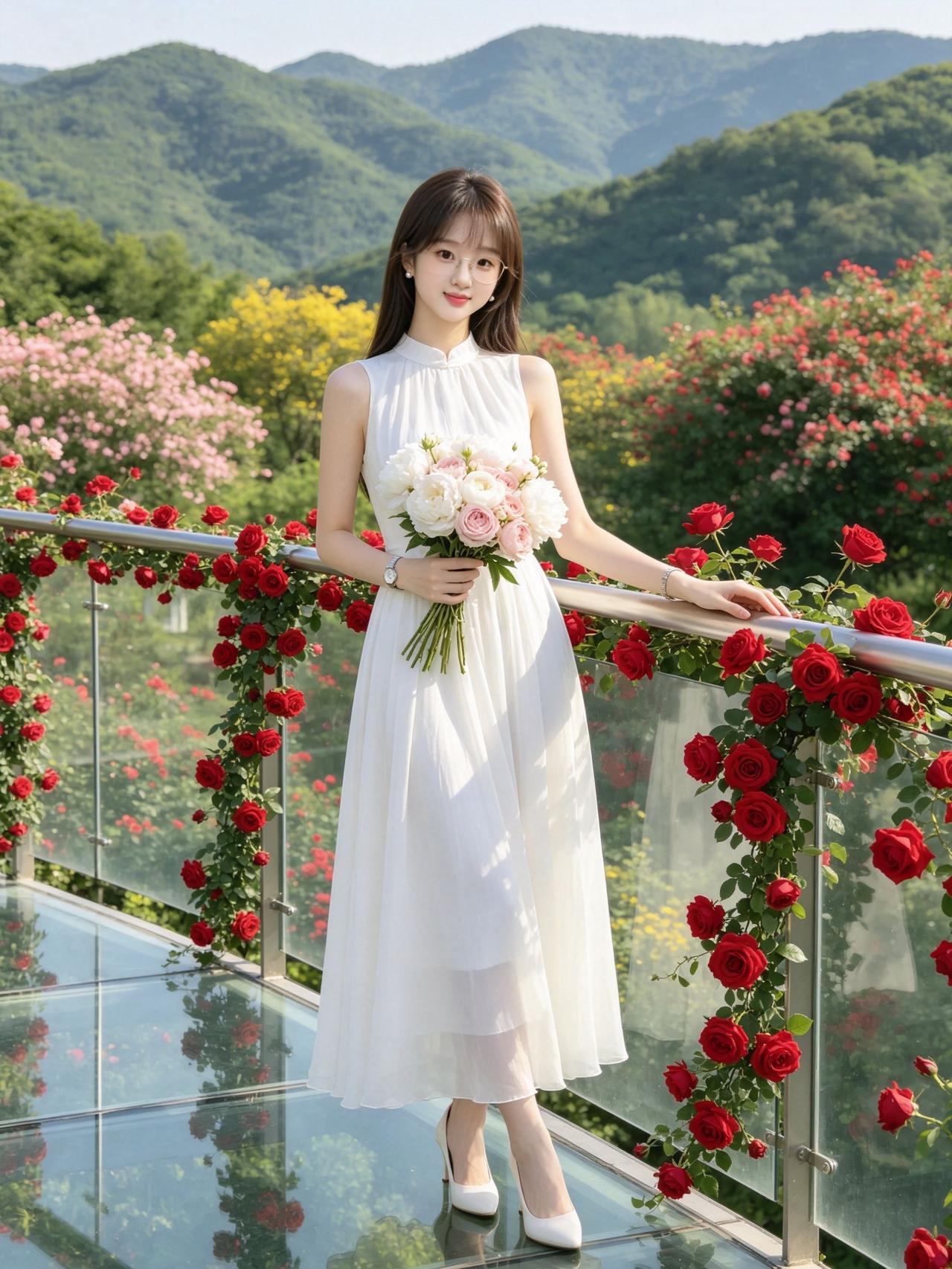 AI青山花裙写真 抖音ai创作 这背景太美了 抖音小助手 美美的外景来一个