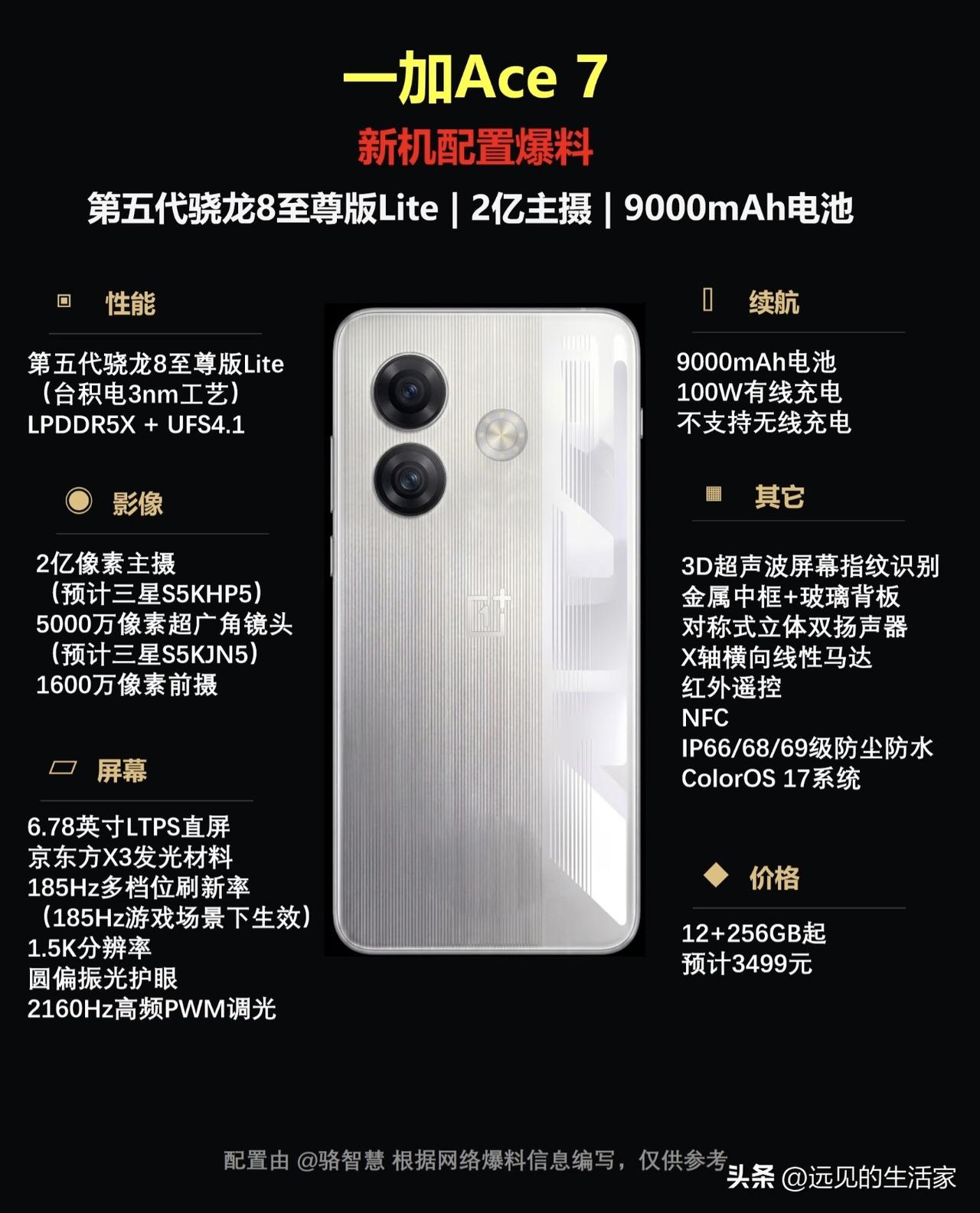 一加Ace7系列爆料！标准版9000mAh大电池，Pro版居然内置散热风扇！
 