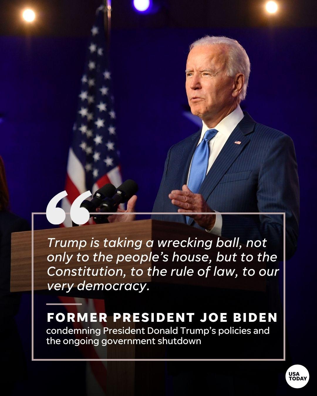 前总统乔·拜登在内布拉斯加州对民主党人发表讲话时，批评现任总统唐纳德·特朗普政府