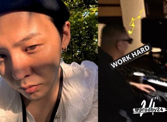   8日上午，韩国歌手权志龙在个人社交账号上传了在录音室拍摄的带有"WORK H