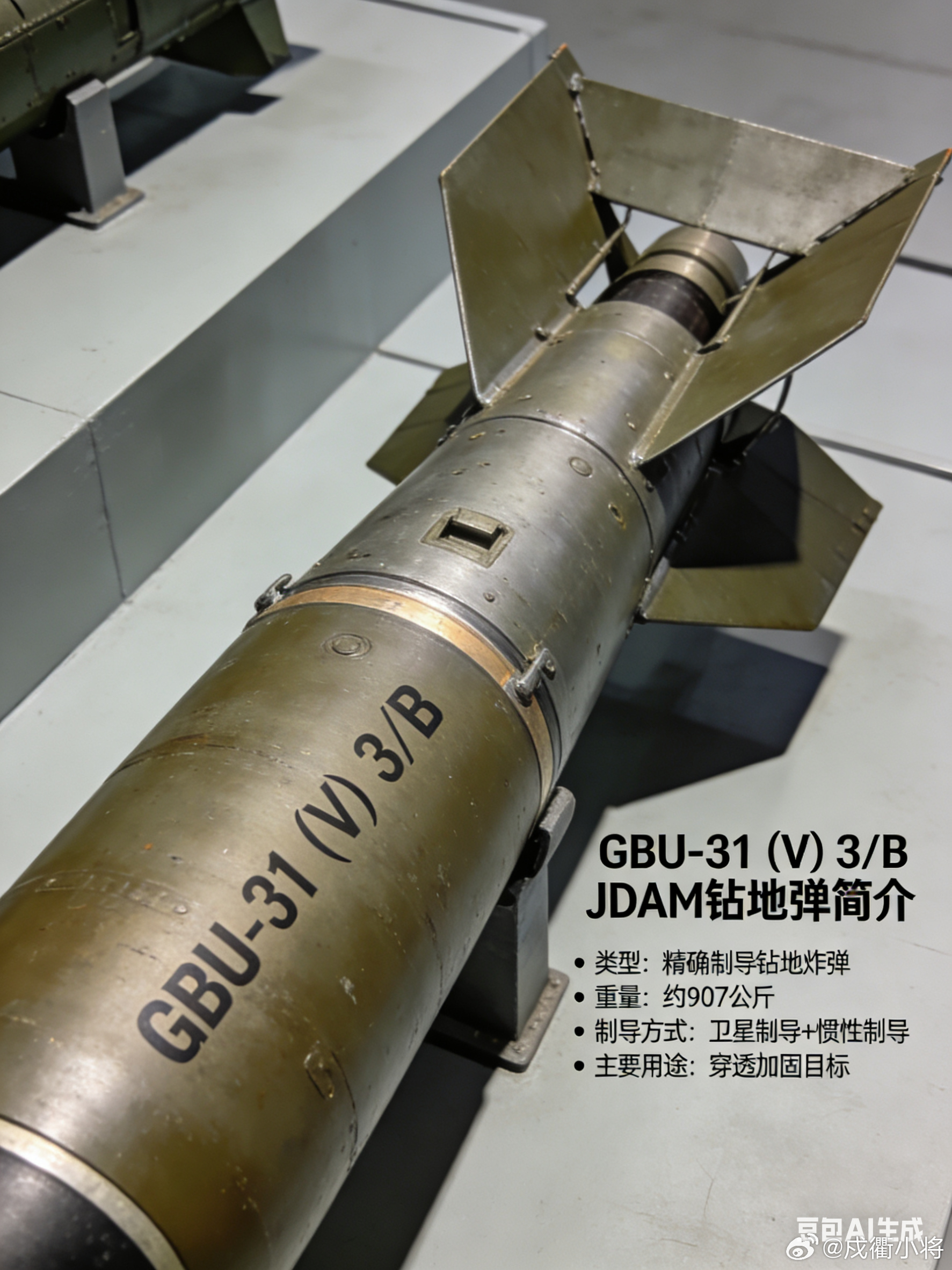 GBU-31 (V) 3/B JDAM是美军2000磅级精确制导钻地弹，由JDA