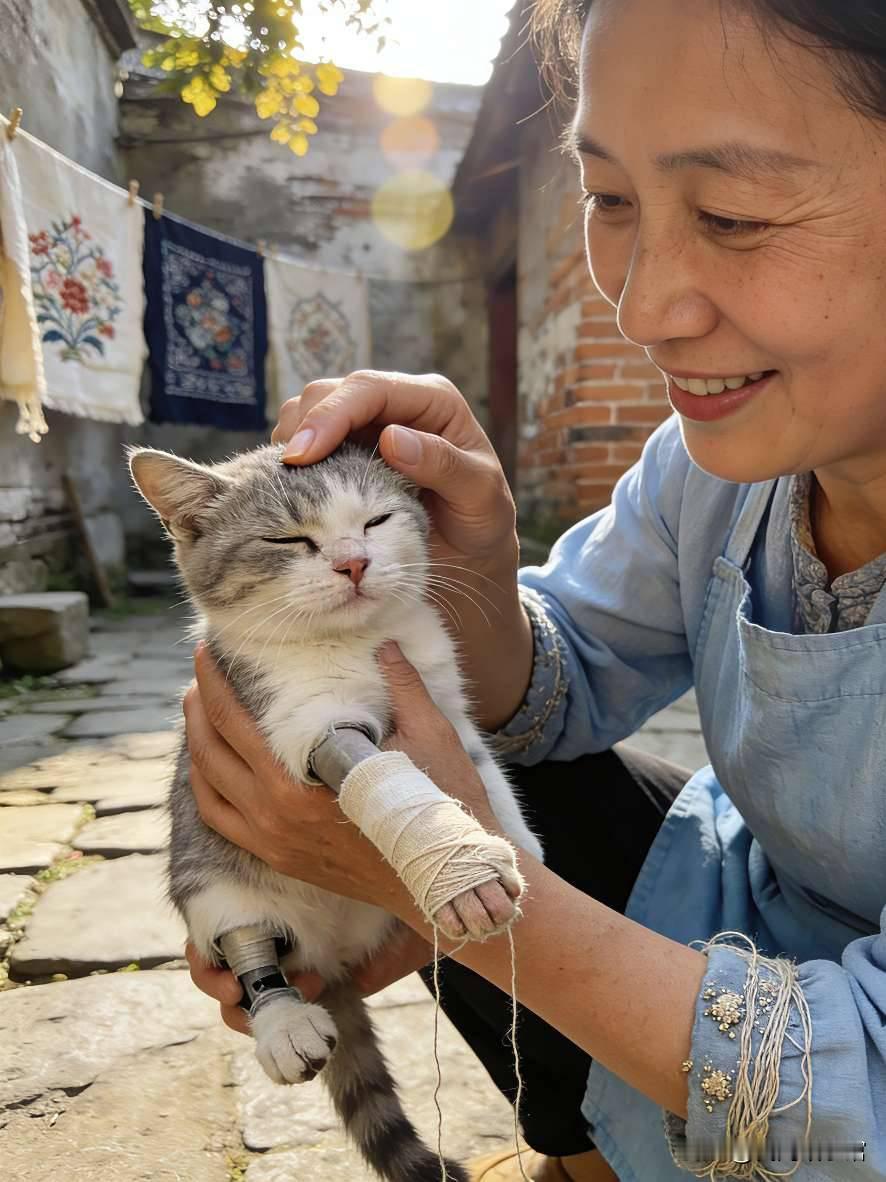 独居绣娘捡回一只瘸腿弃猫，夜里熬夜刺绣，竟有人帮她穿针引线，点灯一看，身边哪里是