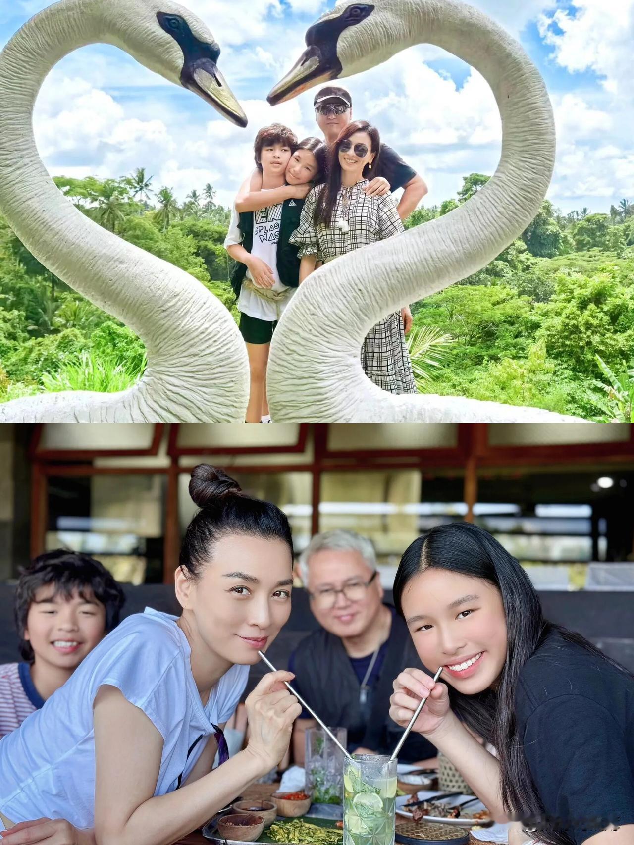 张庭林瑞阳一扫阴霾，全家四口欢度元旦。

值此元旦佳节，张庭与林瑞阳带着家人一起