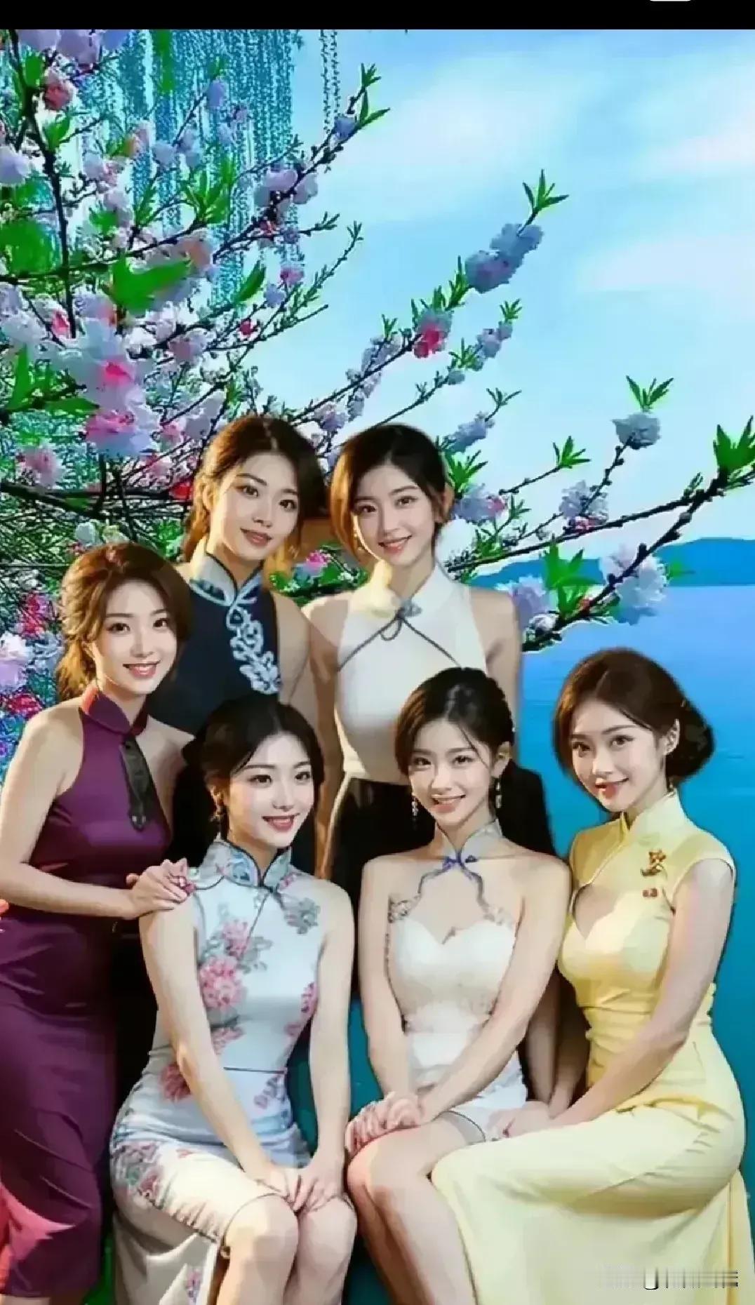 色彩融合一一
春花齐开放，无人不欣赏！
美女聚一起，个个真漂亮！
展示魔身材，体