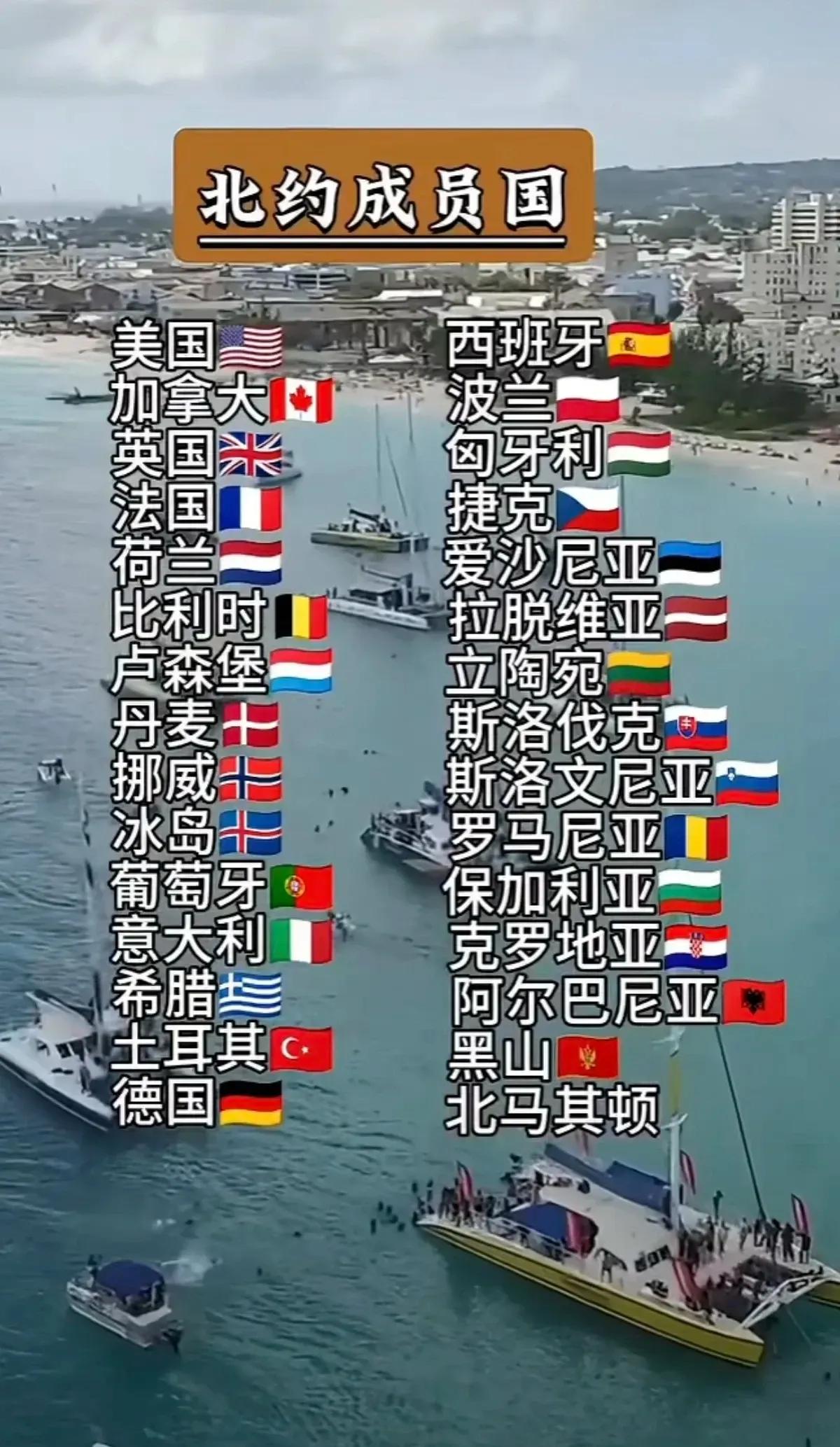 北约成员国
国家：32个（加上芬兰和瑞典）
面积：2500万平方公里+
人口：1