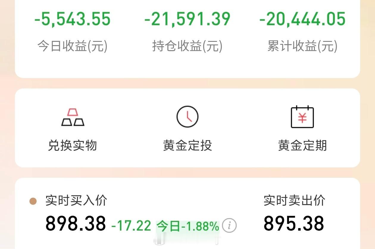 好好好，黄金已经亏2万了，年轻人不亏点怎么能长记性。[泪奔]金价900以下了，永