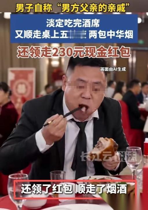 “脸都不要了！”浙江一男子婚宴上冒充男方父亲亲戚，淡定吃席、“抢”走了两百块红包