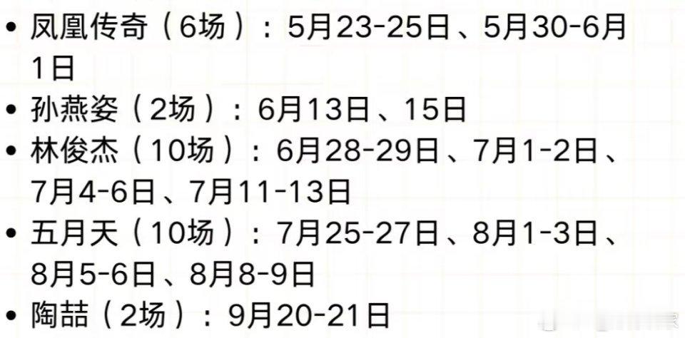 多希望能抢到孙燕姿、五月天、林俊杰、凤凰传奇、陶喆、王力宏的北京演唱会门票啊[允