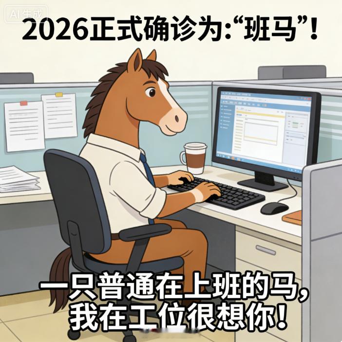 年后上班第一天的你，2026正式确诊为：“班马”！一只普通在上班的马，我在工位很