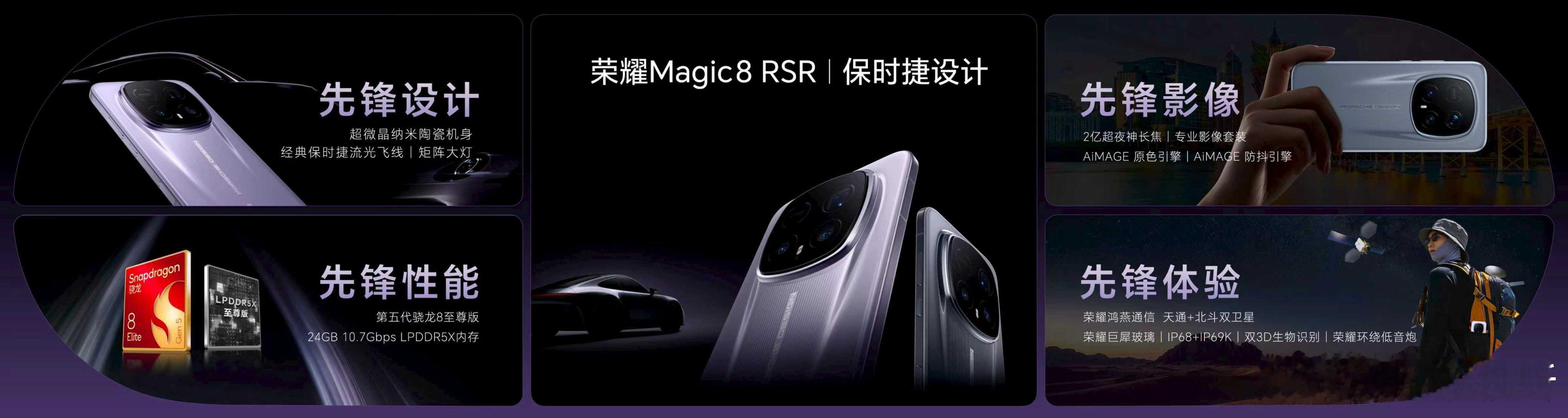 荣耀Magic8 RSR保时捷设计，集先锋之大成，致敬时代传奇！先锋设计，年度唯