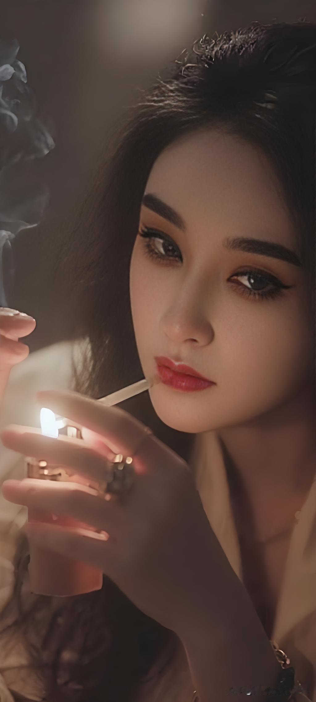 后来她学会了把情绪藏进烟里。
打火机“咔哒”一声，火苗亮起的瞬间，她眼里的光也跟