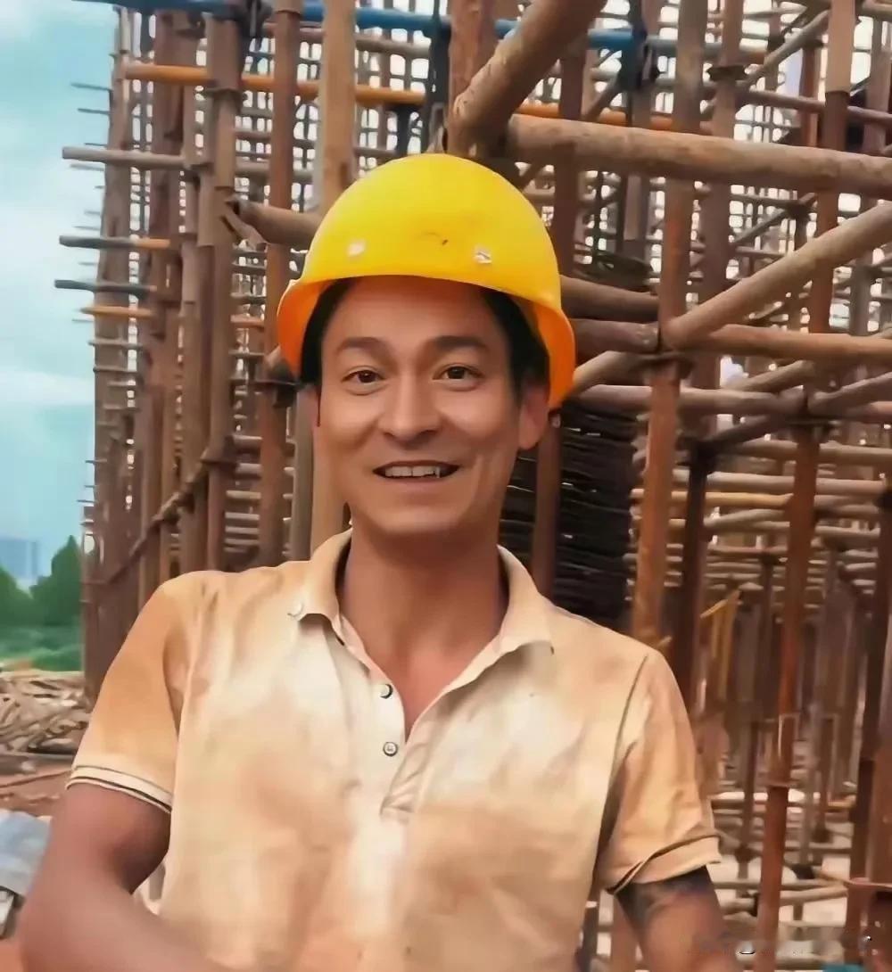 工地上出现了一个长得和刘德华几乎完全一样的人，他穿着一身脏兮兮的衣服，但仍然显得