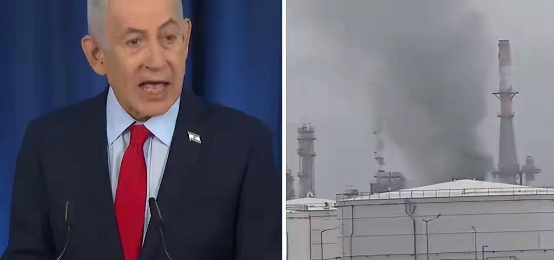 内塔尼亚胡讲话期间，伊朗正在用导弹袭击以色列炼油厂