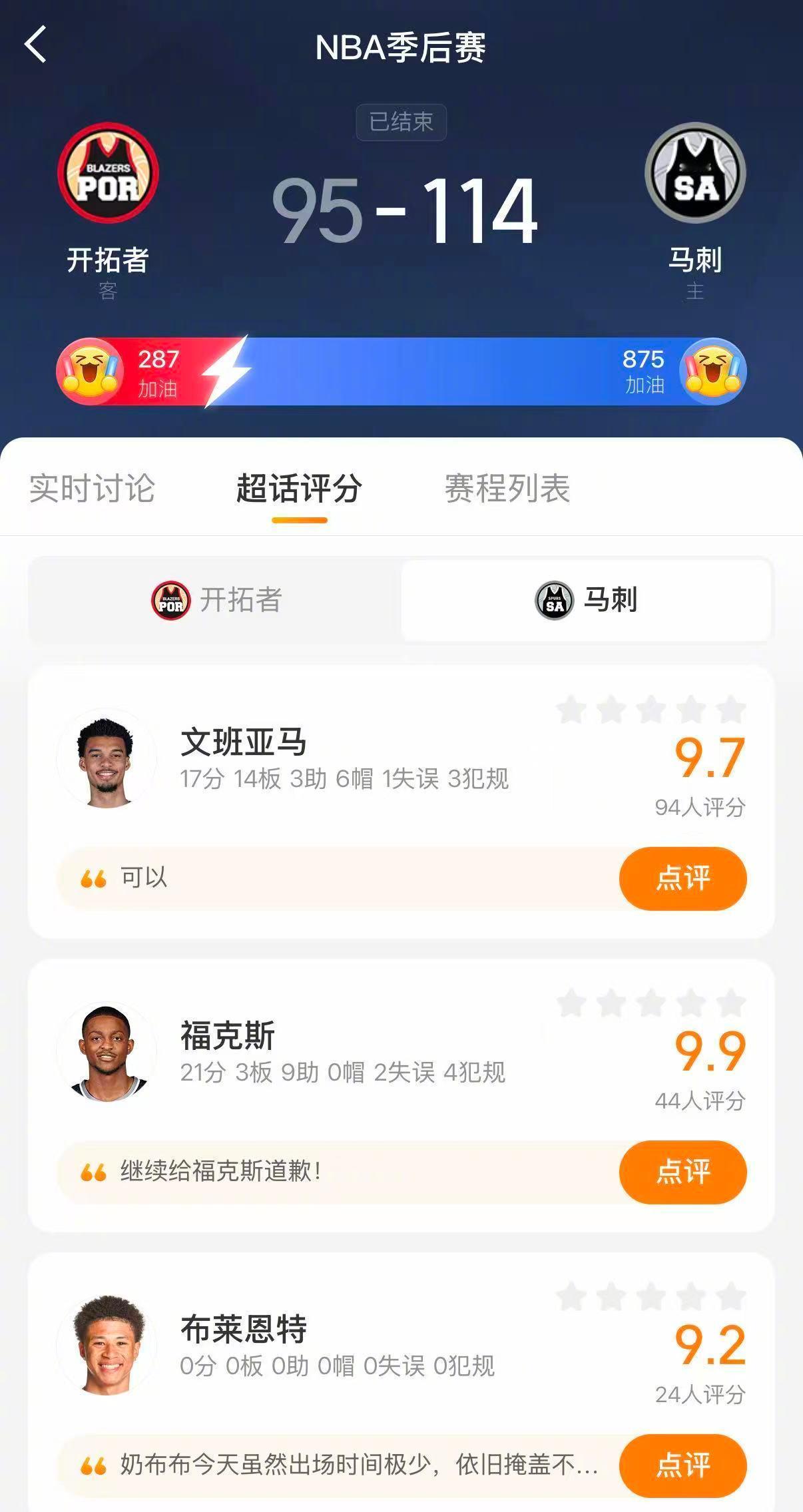 马刺晋级西部半决赛马刺4比1淘汰开拓者 马刺114-95战胜开拓者，4-1晋级西