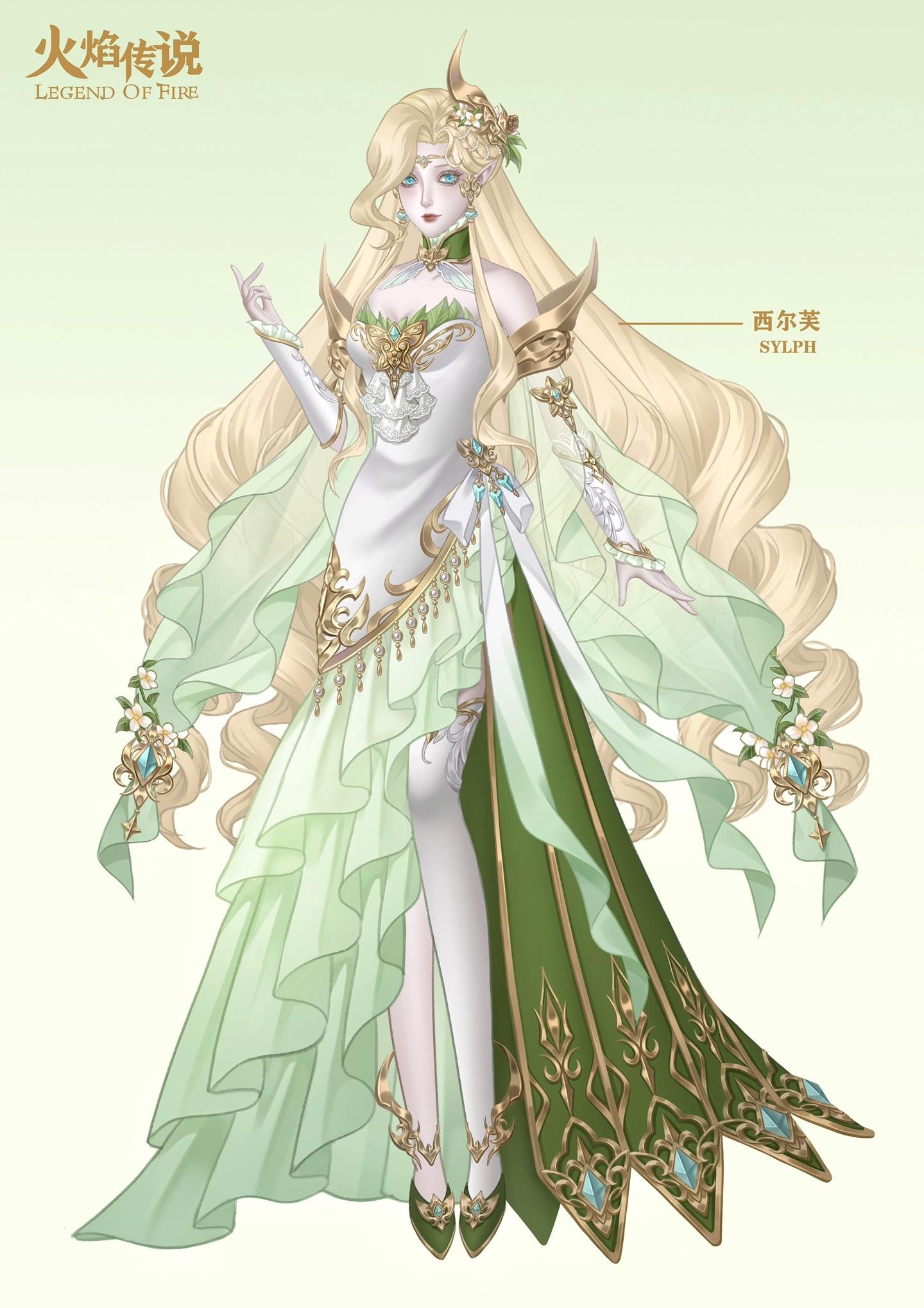 OC西尔芙的设计立绘也发一发！是火焰传说oc世界观——木之元素国最出色...