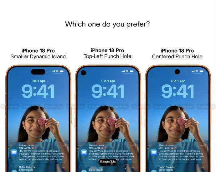 iPhone18Pro左上角挖孔设计网传iPhone18Pro系列的设计是左上角