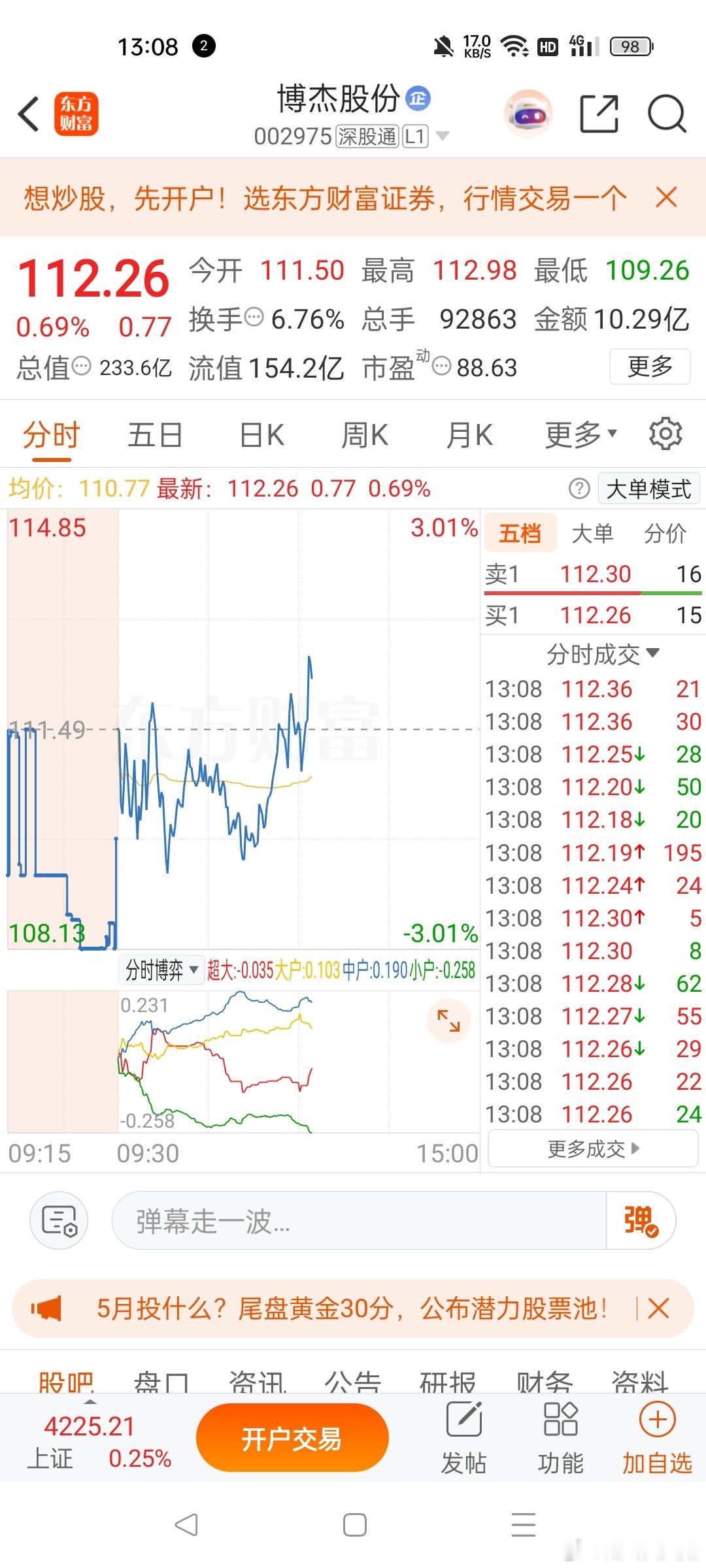 恭喜跟上天天姐抄底的博杰吃肉了 