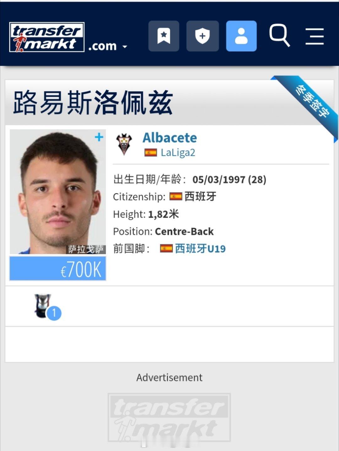 据德转显示，路易斯洛佩斯加盟西乙球队阿尔瓦塞特。自由橙山东泰山