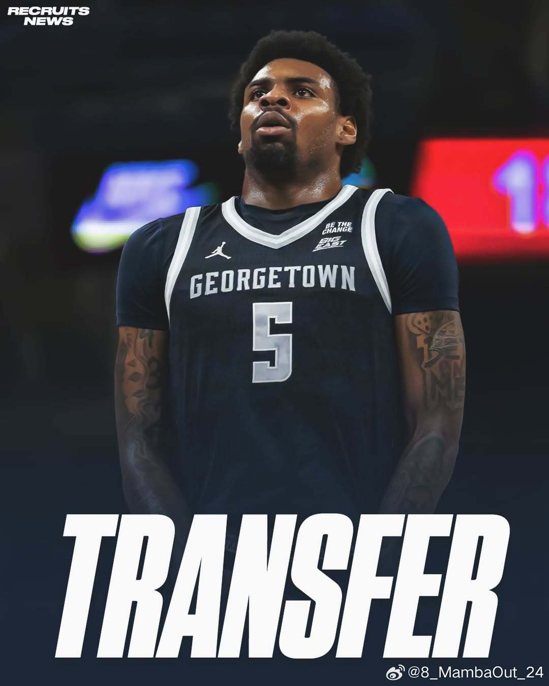 乔治城大学后卫KJ·刘易斯(KJ Lewis)计划进入转学窗口这位身高6尺4寸（