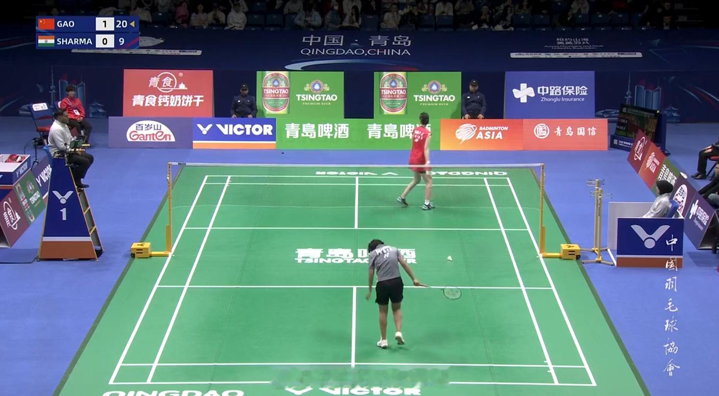 女团 1/4赛 中国 1-0 印度 女单 高昉洁 21-9 21-9 夏尔马 女