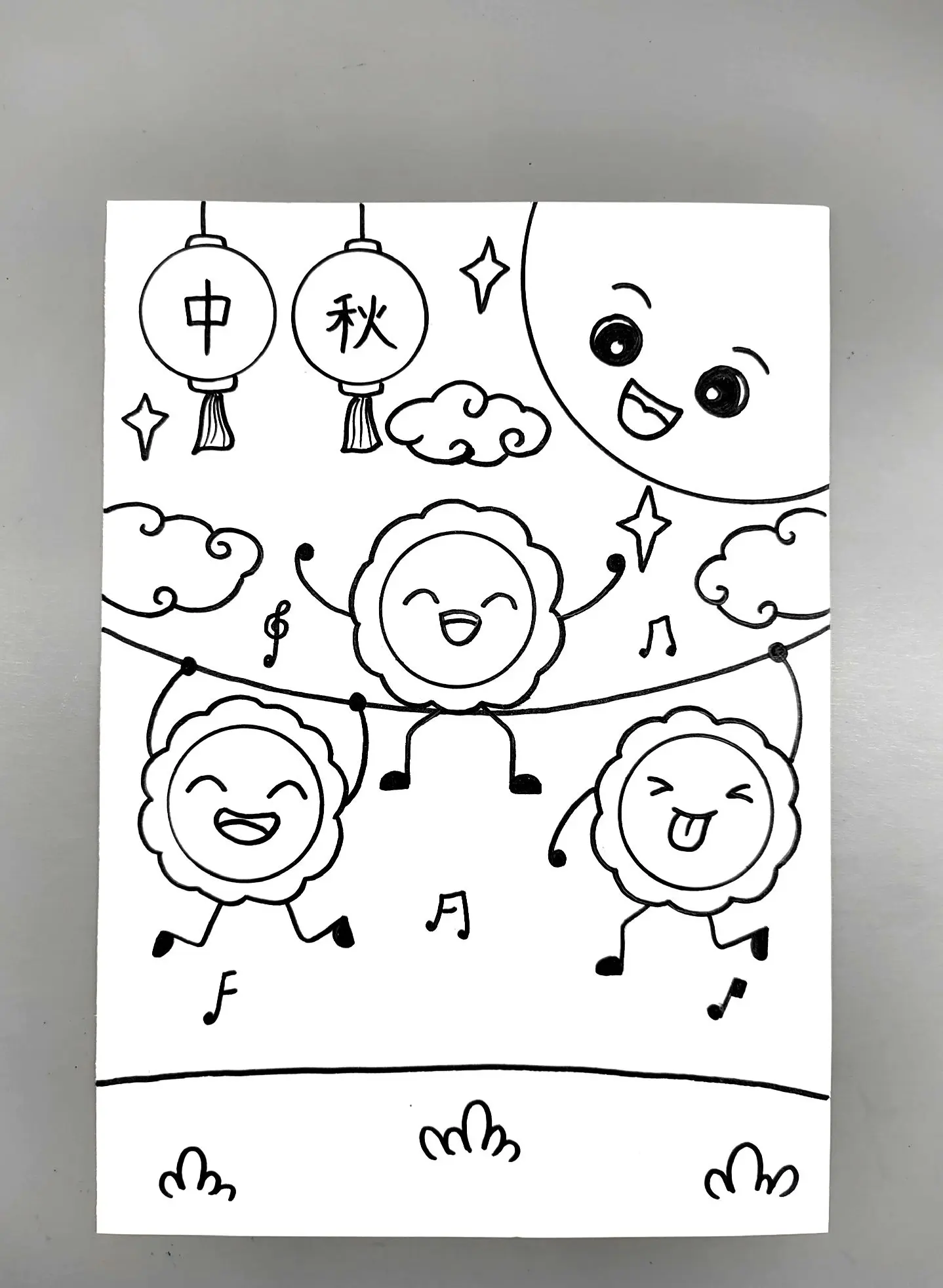 中秋节儿童画！中秋节快到了，一起来画《快乐的小月饼》吧，简单又有趣，快来试试吧
