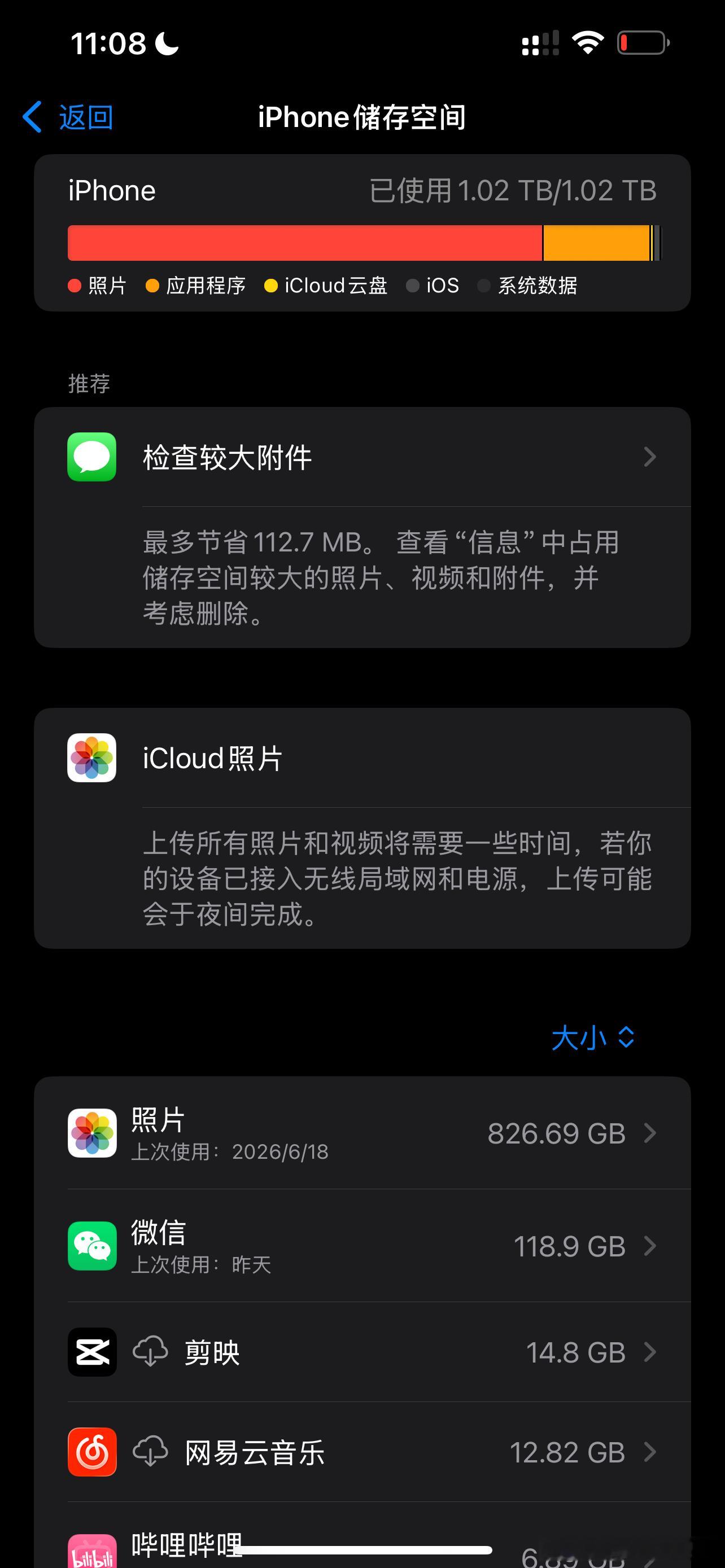 好几个1.02T爆满了…… 