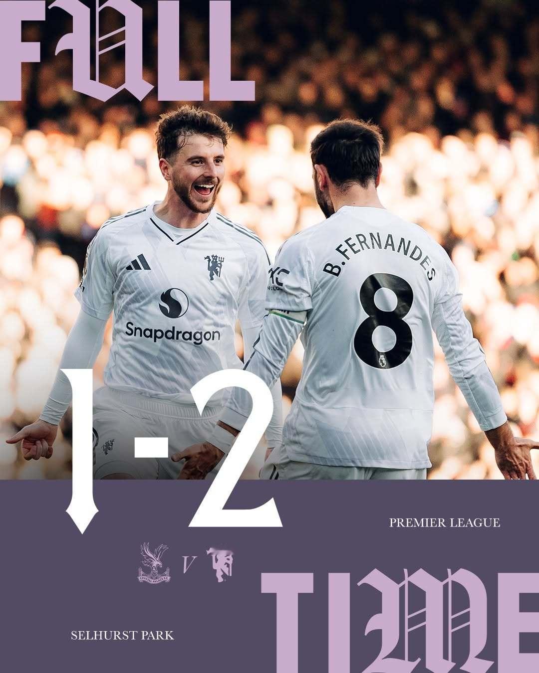 水晶宫1比2曼联 曼联逆转终结三轮不胜，利马养伤归来重返赛场，一个完美的星期天比