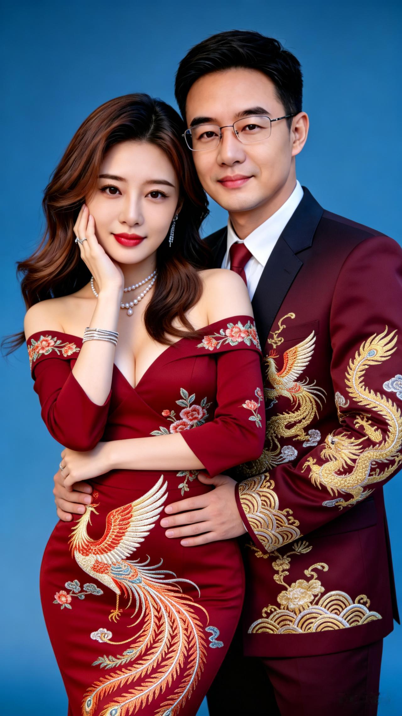 红色轻奢复古婚纱照