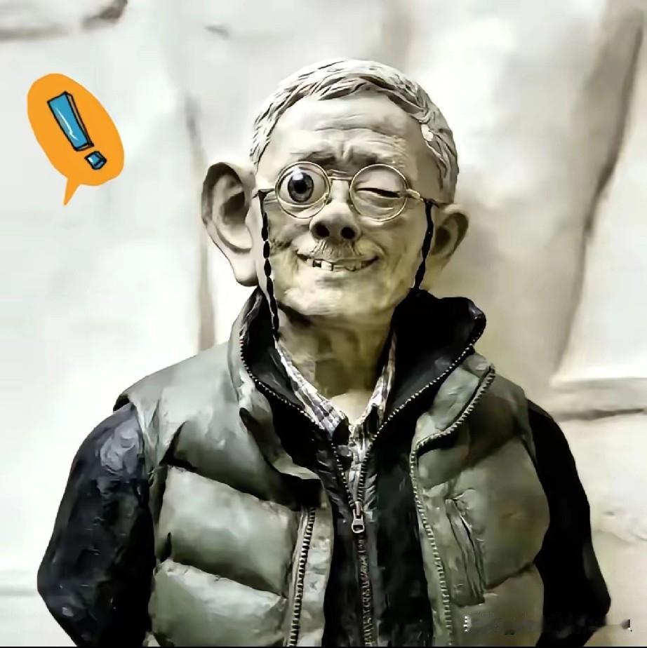 网友为田教授设计的雕像，五官都长歪了，表情也特别夸张，完全不写实，这个风格跟田教