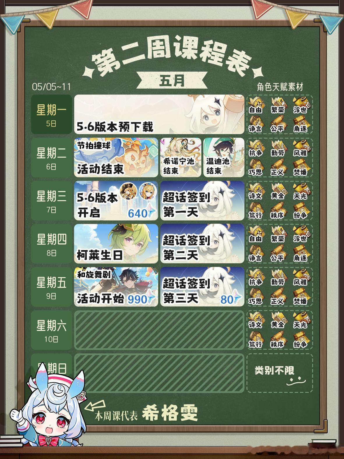 原神[超话]原神5.5版本原神5.5版本攻略 原神课程表🗓️丨5.5～5.11