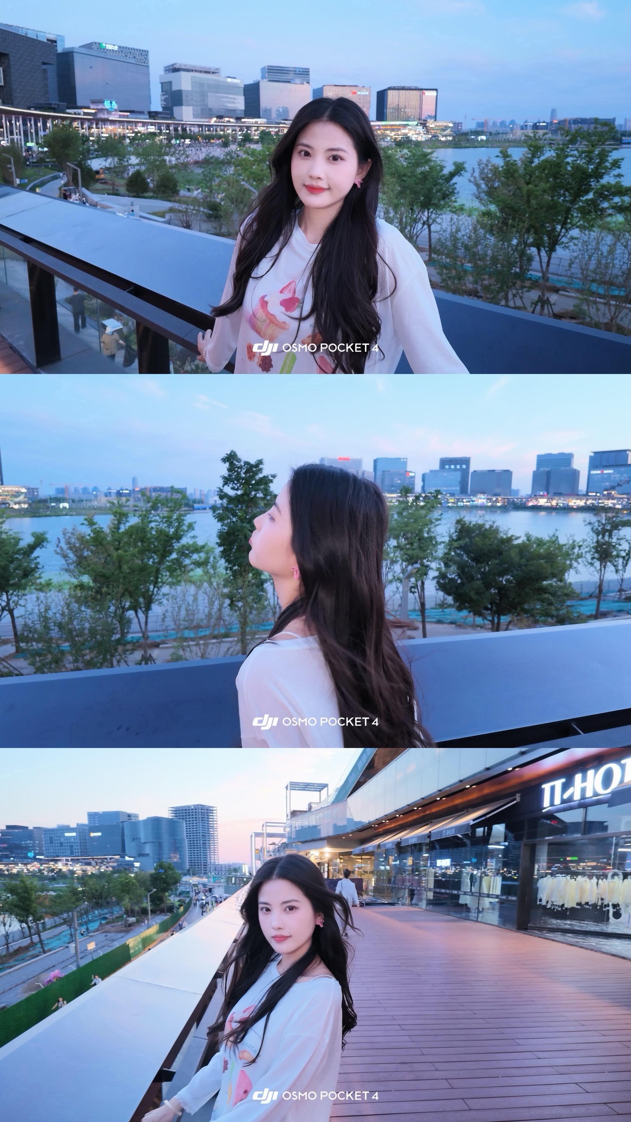 谁懂大疆 Pocket 4！ 蓝调夜景人像太绝了，美颜效果自然高级，画...