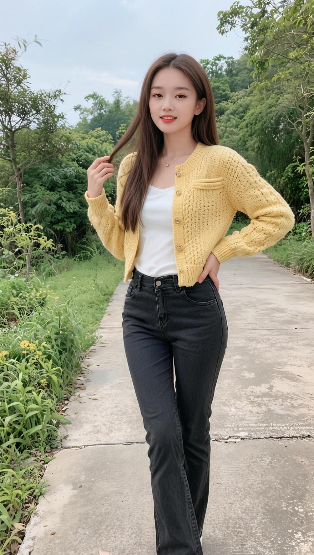 AI春日俏影 简约穿搭 美女