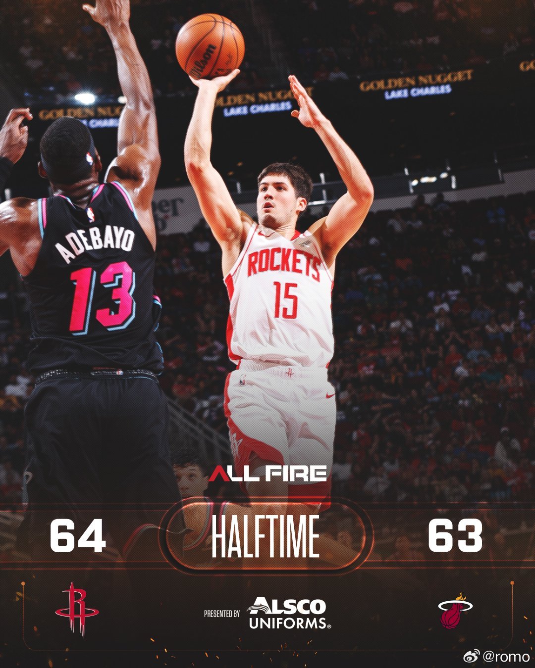 半场领先1分篮板球22：28，给了对手很多二次进攻谢泼德高效18分，5助攻3断，