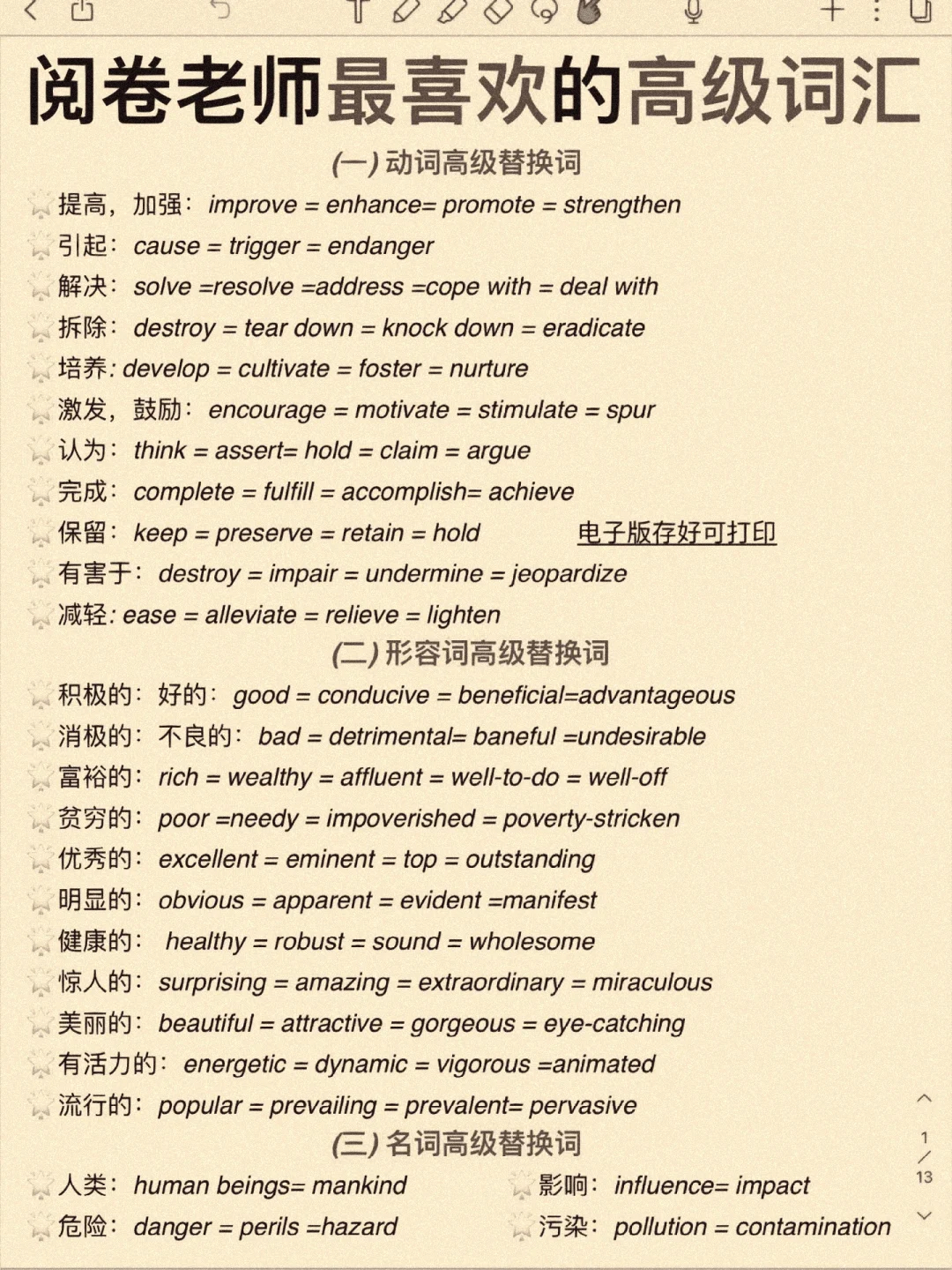 阅卷老师最喜欢的高级词汇！！！