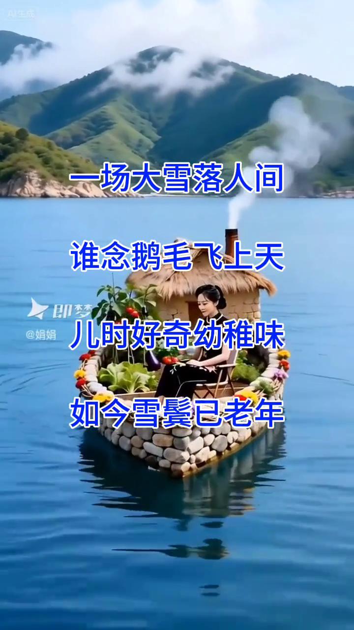 一场大雪落人间，谁念鹅毛飞上天。儿时好奇幼稚味，如今雪鬓已老年。