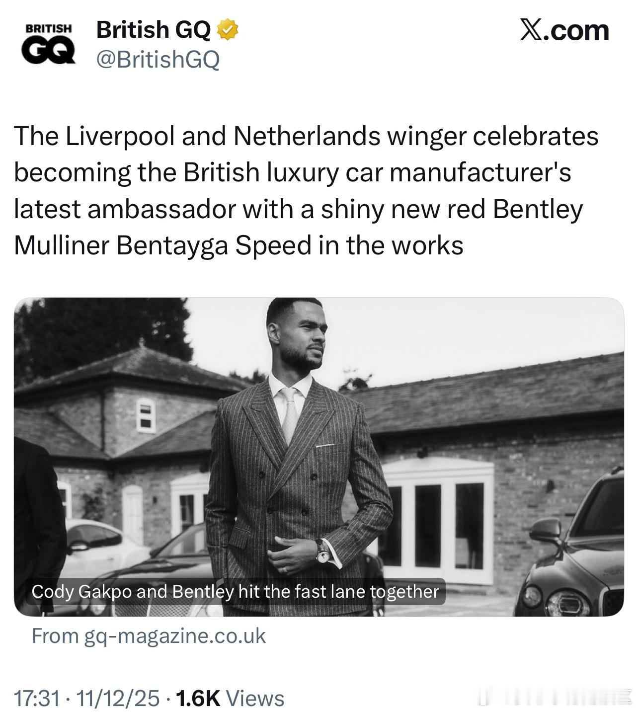 太帅了吧，加克波成为宾利的代言人了，这是真酸了我超