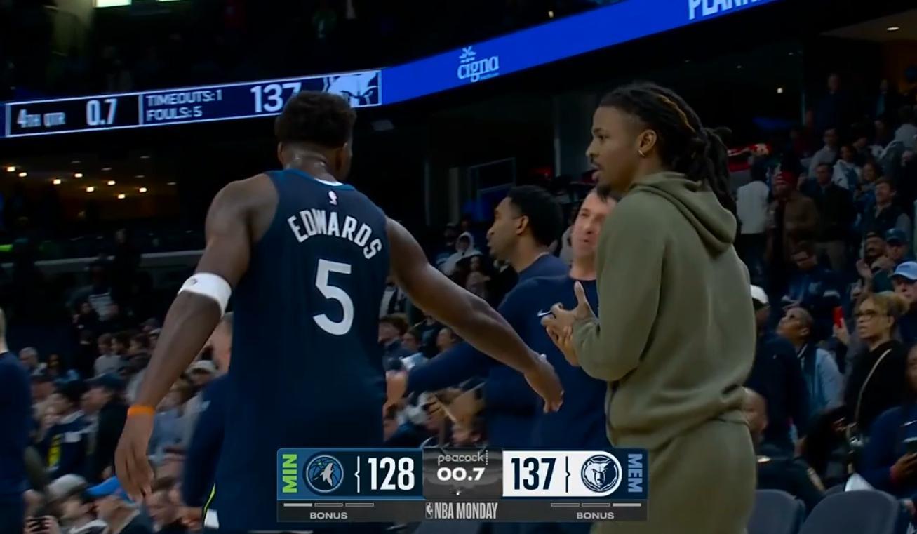 森林狼负于灰熊，四连胜被终结，仍居西部第五。爱德华兹39分，麦丹29分，灰熊三分