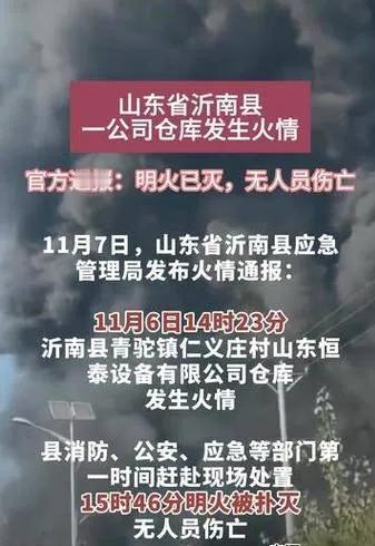 2024年11月7日14时，九派新闻获悉，山东沂南县青驼镇仁义庄村一企业仓库突发