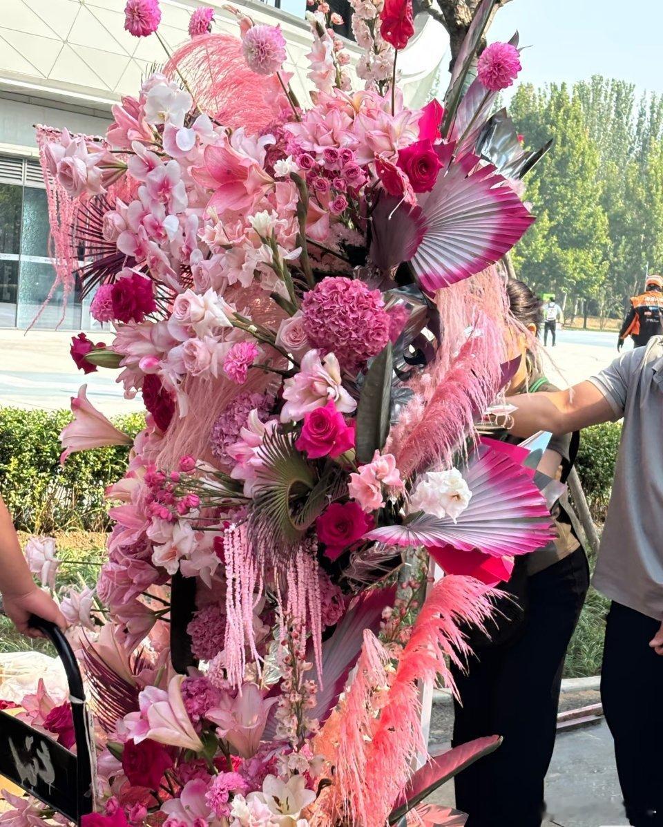 迪丽热巴见面会花篮迪丽热巴见面会玫红色花篮 好漂亮！ ​​​