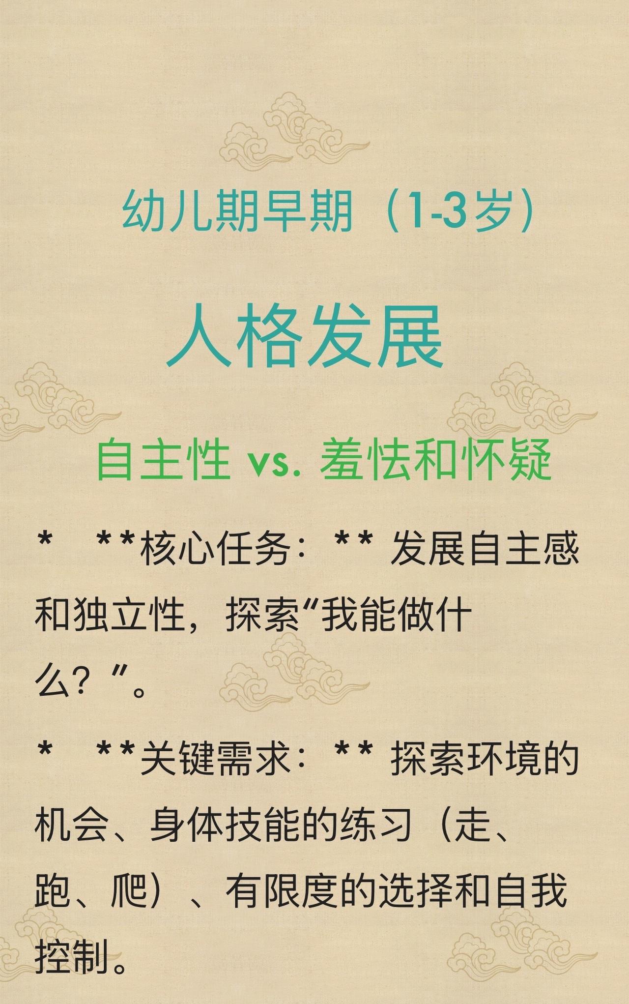 幼儿期早期（1-3岁）的人格发展：自主性 vs. 羞怯和怀疑。在松软的泥土里埋下