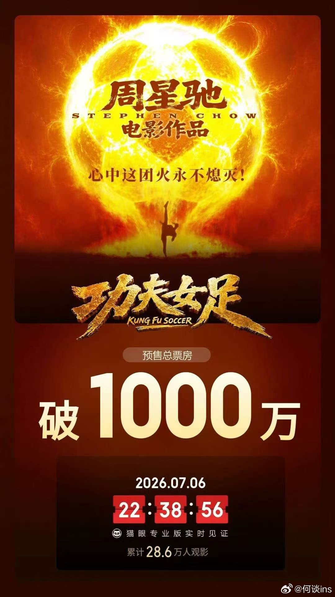 《功夫女足》开预售不到半天破1000w 