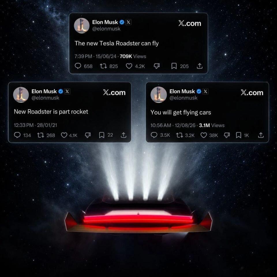 特斯拉Roadster 10月1日亮相，跳票9年。普通版2.1秒破百，Space