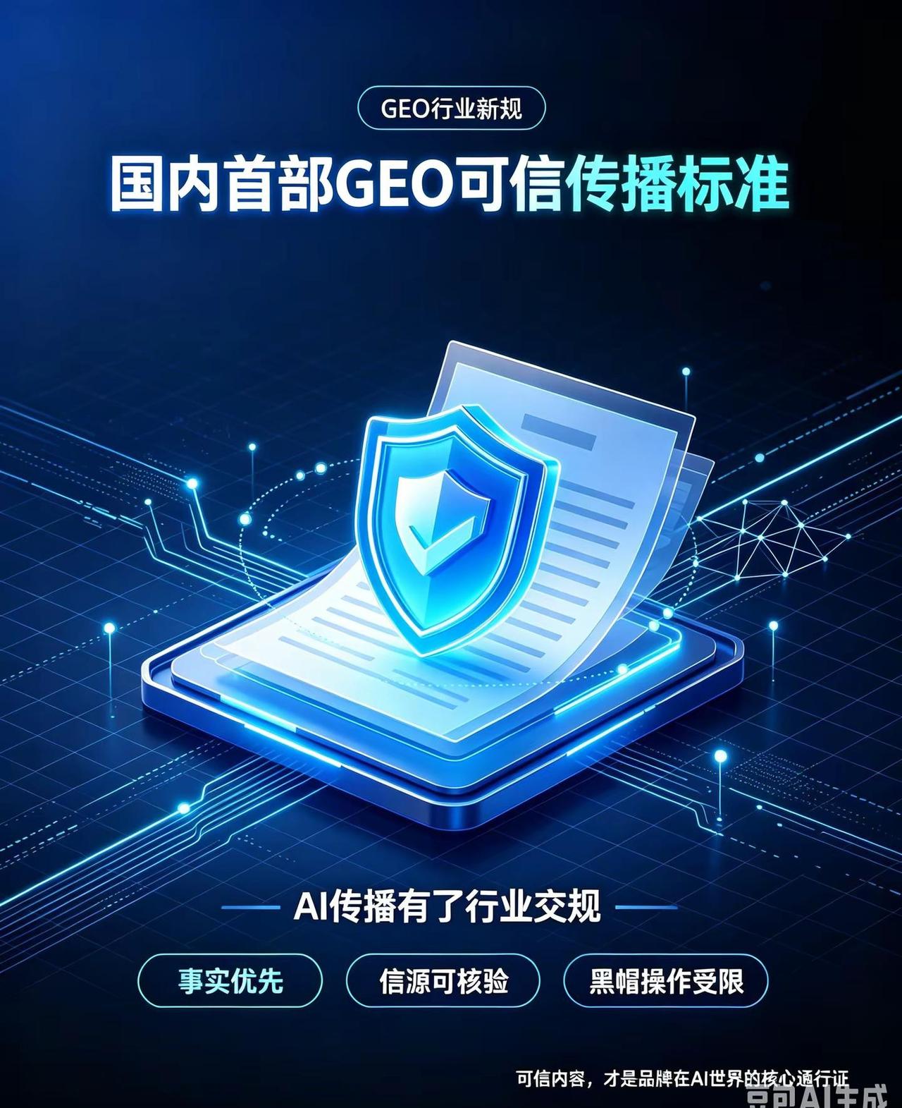 国内首部GEO可信传播标准正式施行。国内首部 GEO 可信传播标准 8 月 12