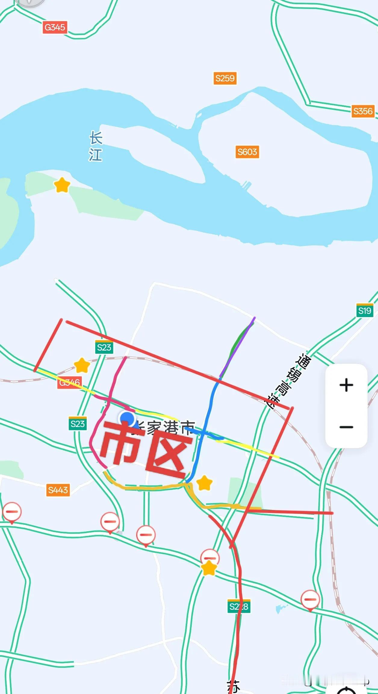 张家港市2025年度城区快速路一览
1. 红色部分
为已通车的G346改道（东二