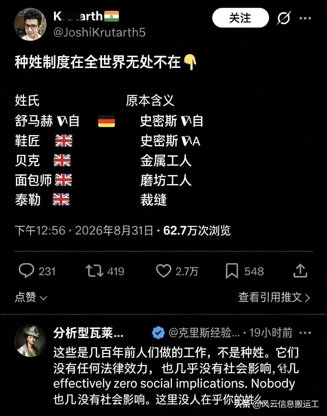 印度人开始在推特上造谣全世界都存在种姓制度