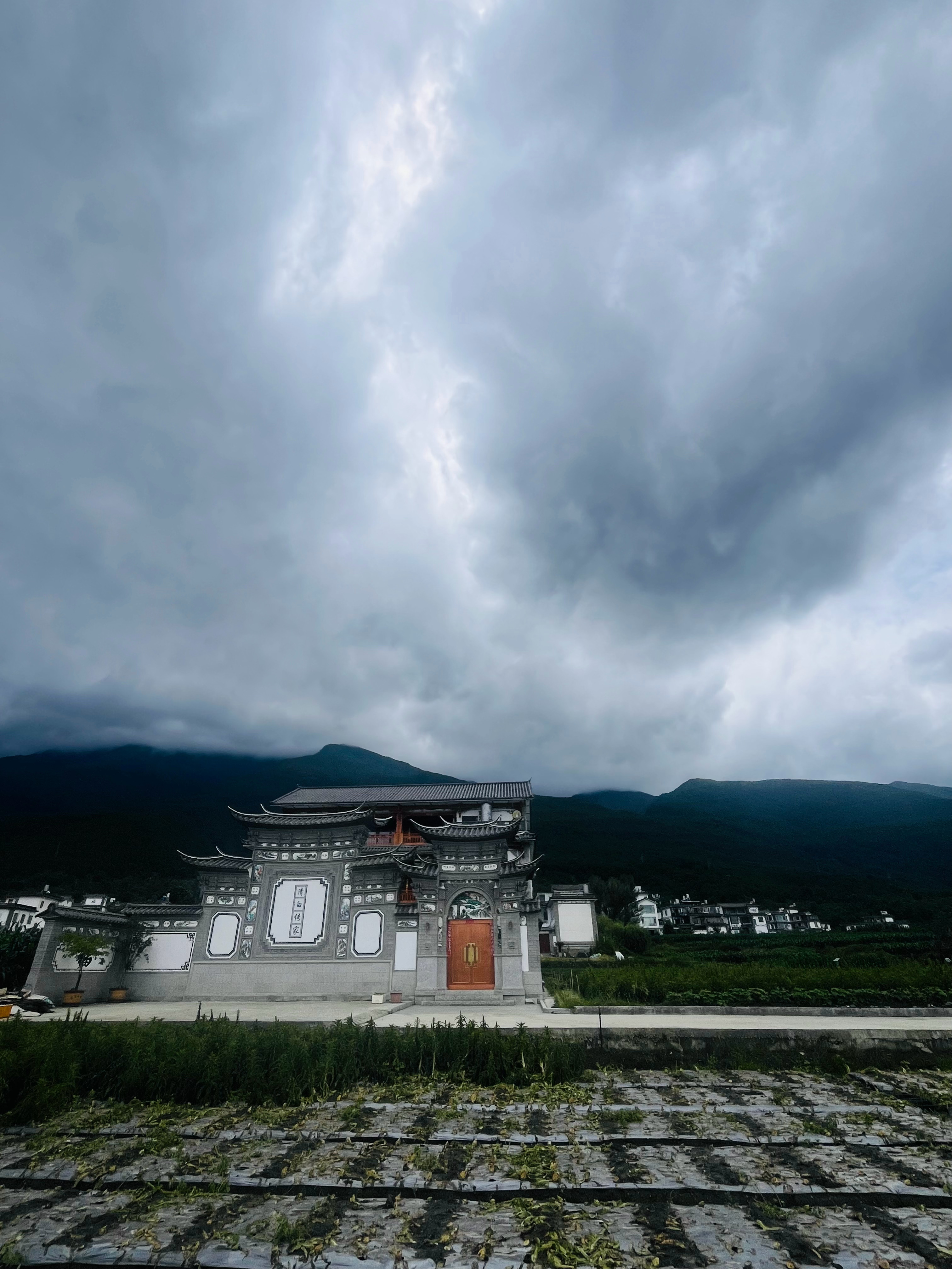 雨落多日晴，背篓至上银。野趣往来路，对笑迎面人。拜国隔数年，常幸有大理。同有青山