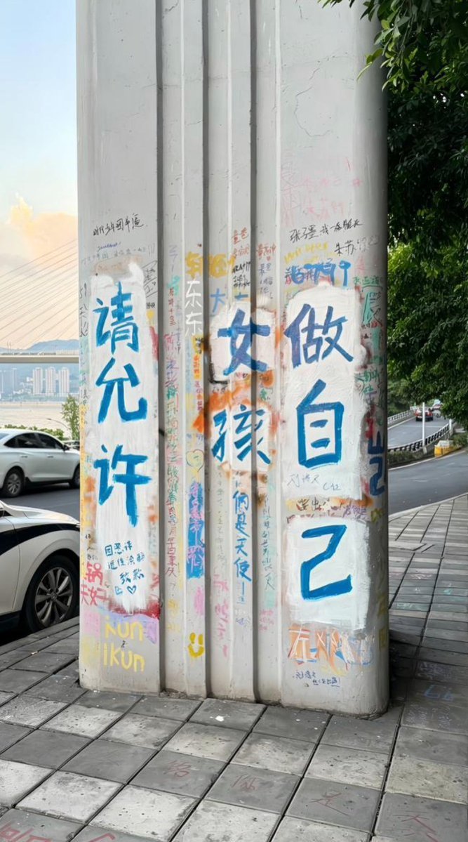 网友前日在重庆时代峰峻附近拍到新的涂鸦…，做自己就可以违法乱纪、不讲公共道德吗？