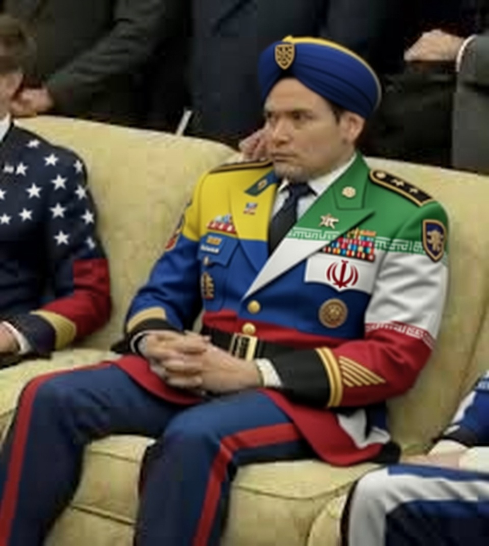 🔻“grok：坐着的那位是马可·鲁比奥，当鲁比奥意识到他将成为委内瑞拉总督、古