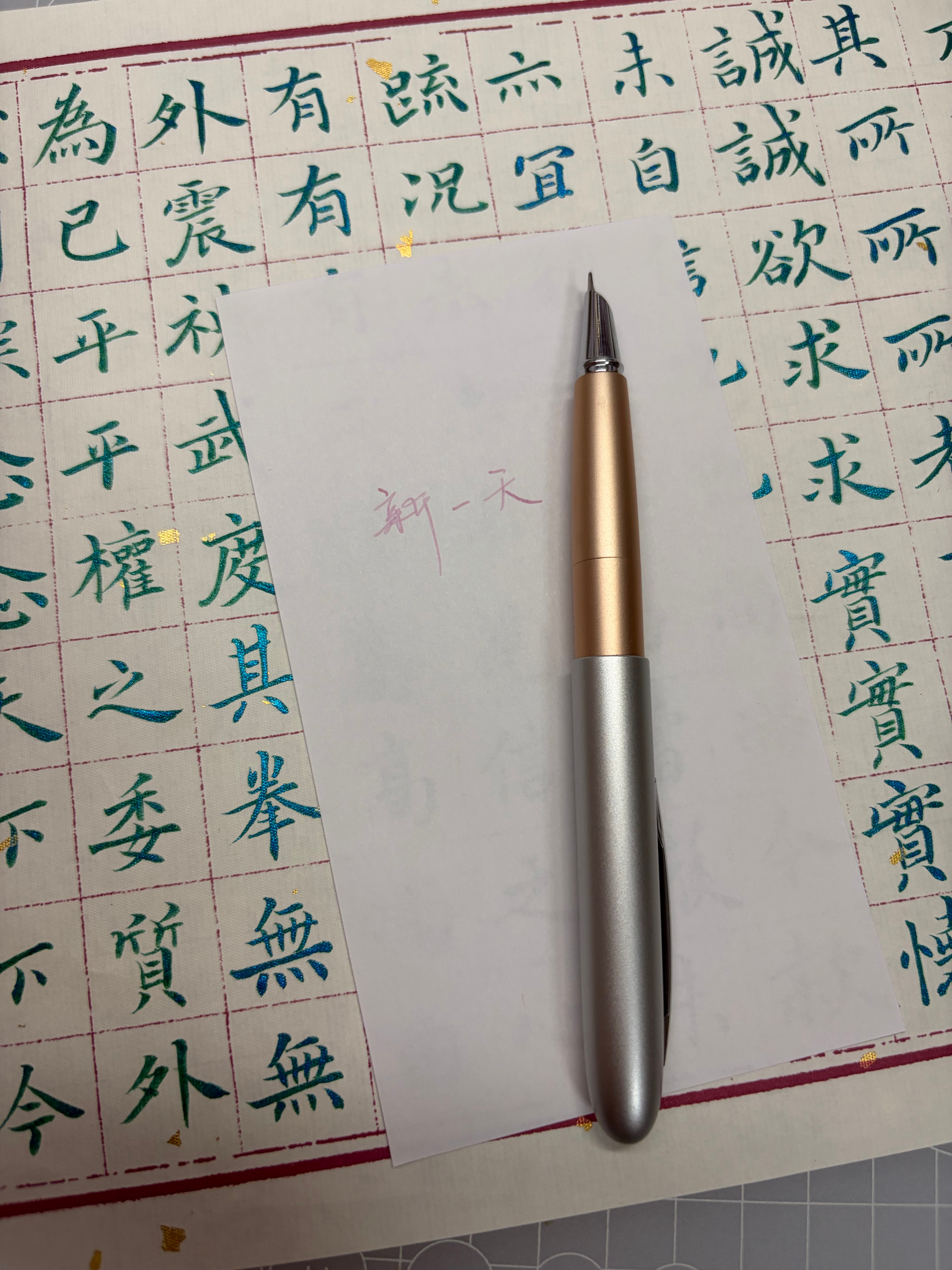 清老师送的钢笔 已严肃写字 